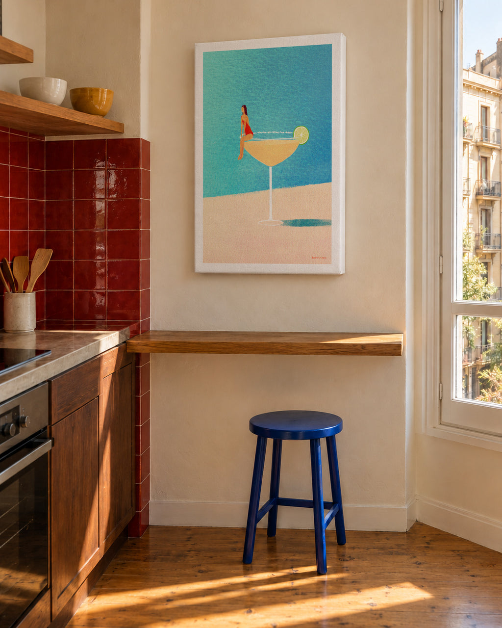 Poolside Margarita - Unframed canvas in an interior