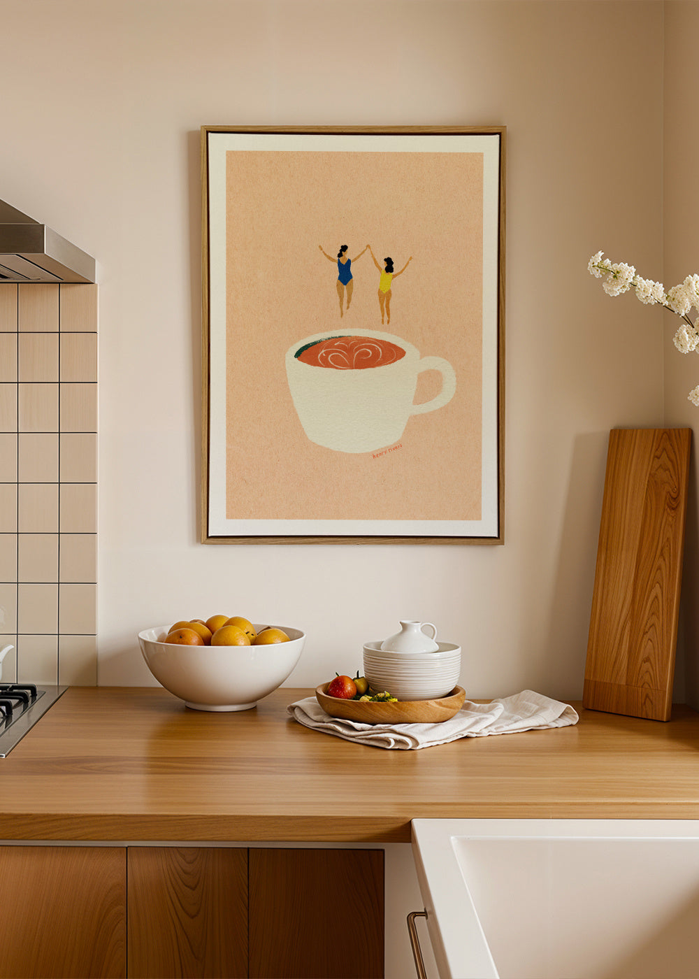 Coffee Party - Framed canvas in an interior