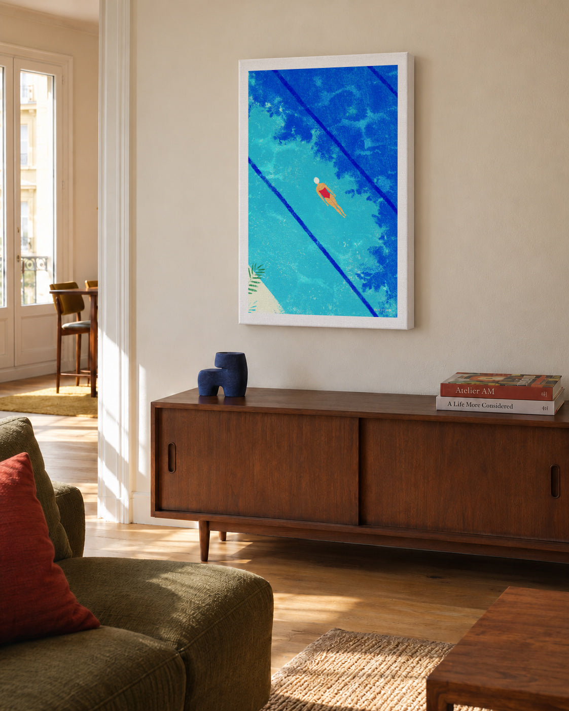 Calm under the surface - Unframed canvas in an interior