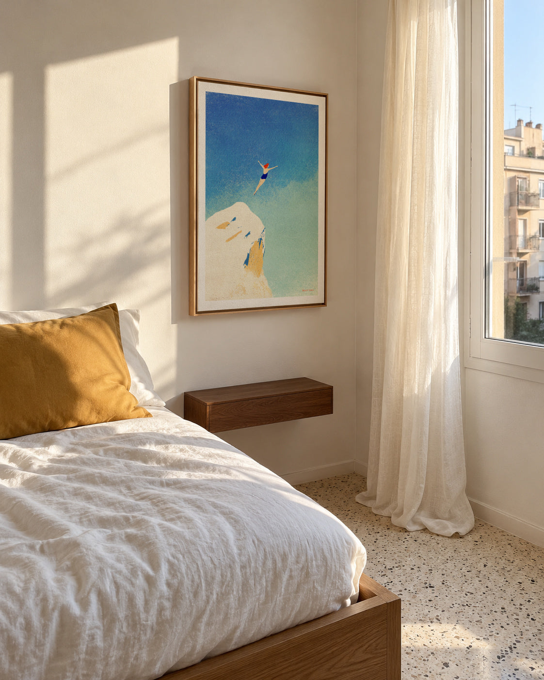 Flying - Framed canvas in an interior