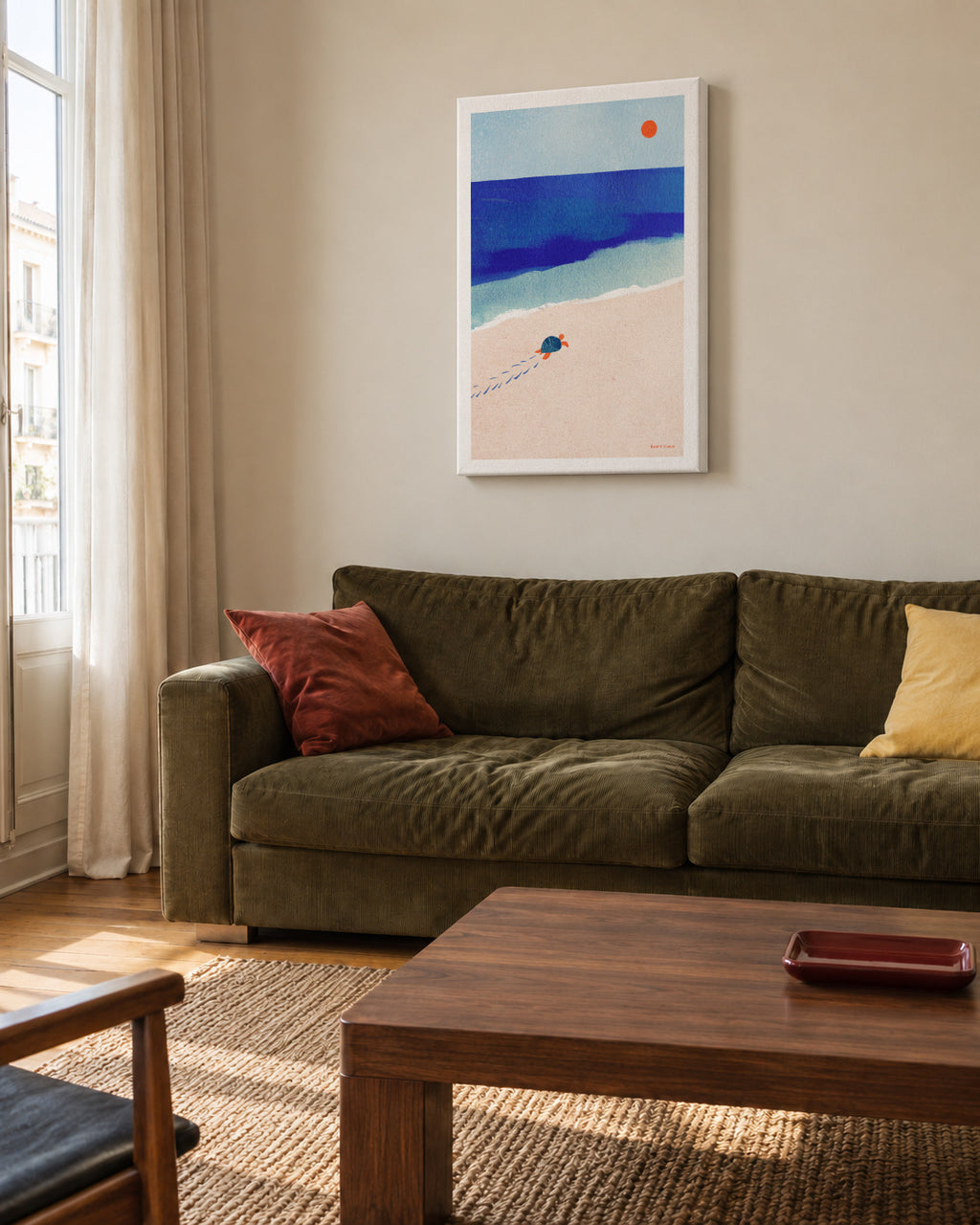 Following the sun - Unframed canvas in an interior