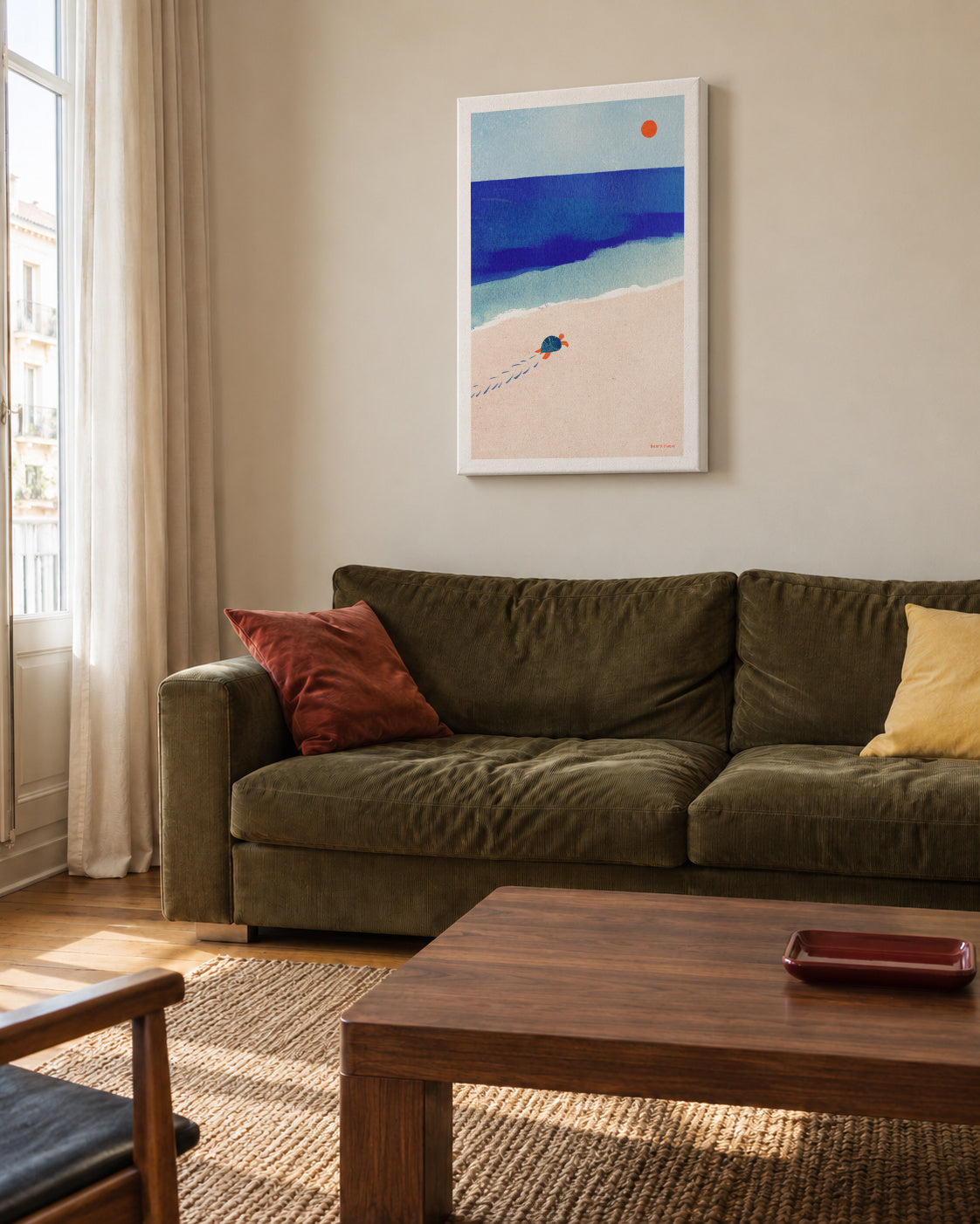 Following the sun - Unframed canvas in an interior