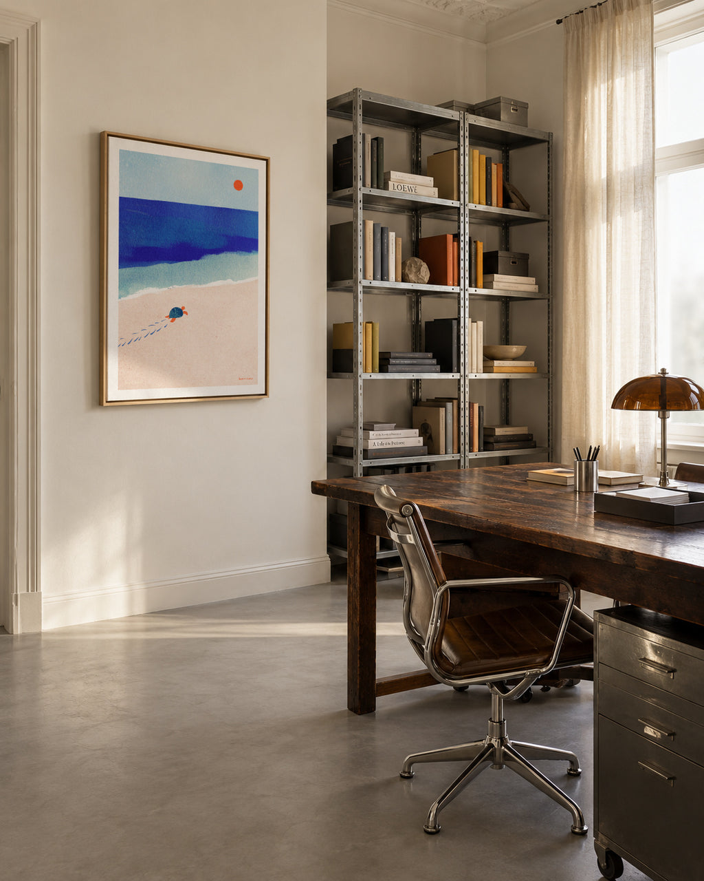 Following the sun - Framed canvas in an interior
