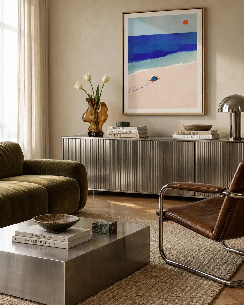 Following the sun - Framed canvas in an interior