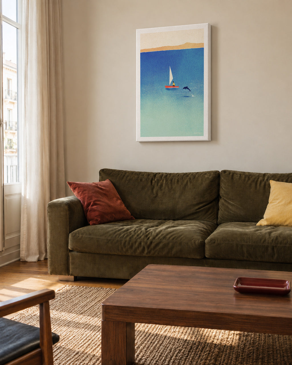 My dolphin friend - Unframed canvas in an interior