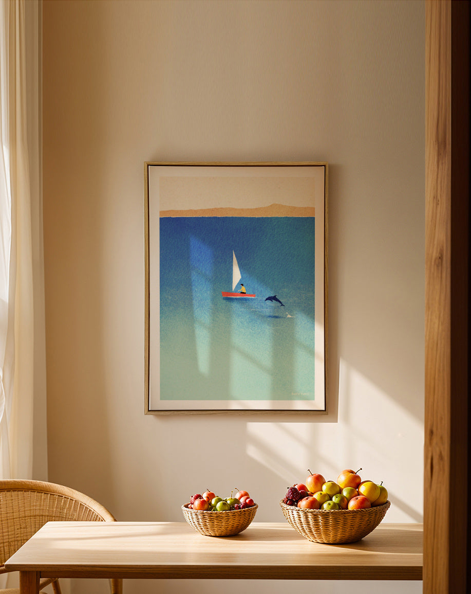 My dolphin friend - Framed canvas in an interior