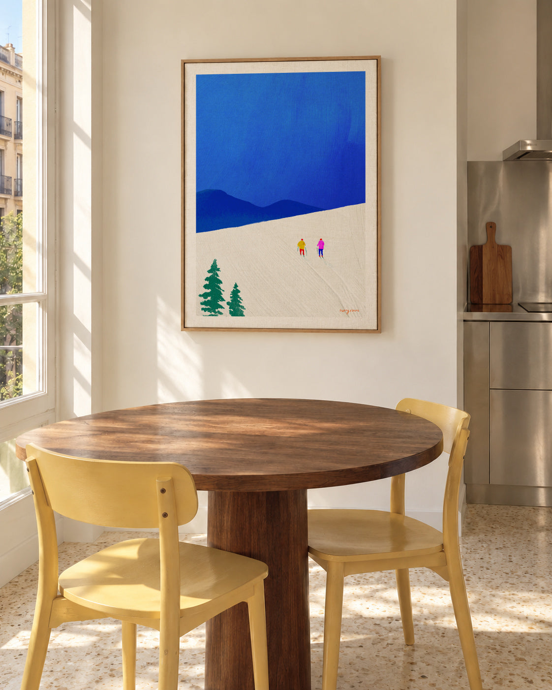 Ski buddies - Framed canvas in an interior