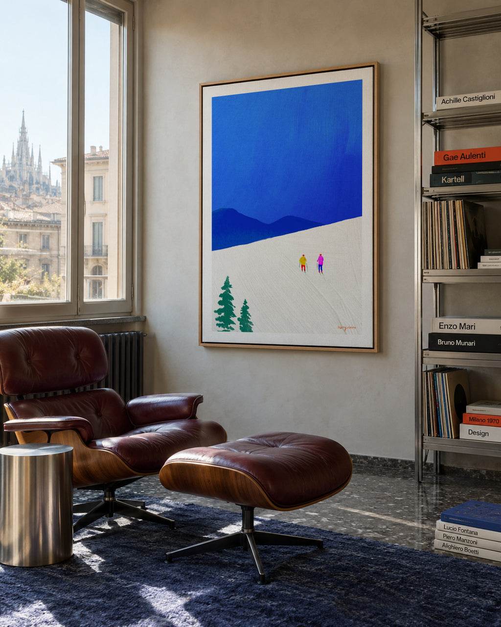 Ski buddies - Framed canvas in an interior