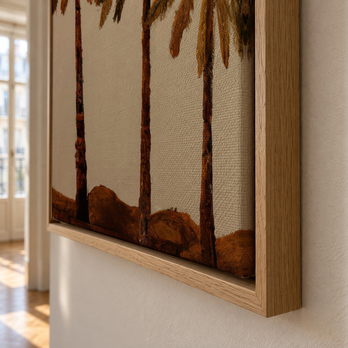 Palm trio - Framed canvas detail