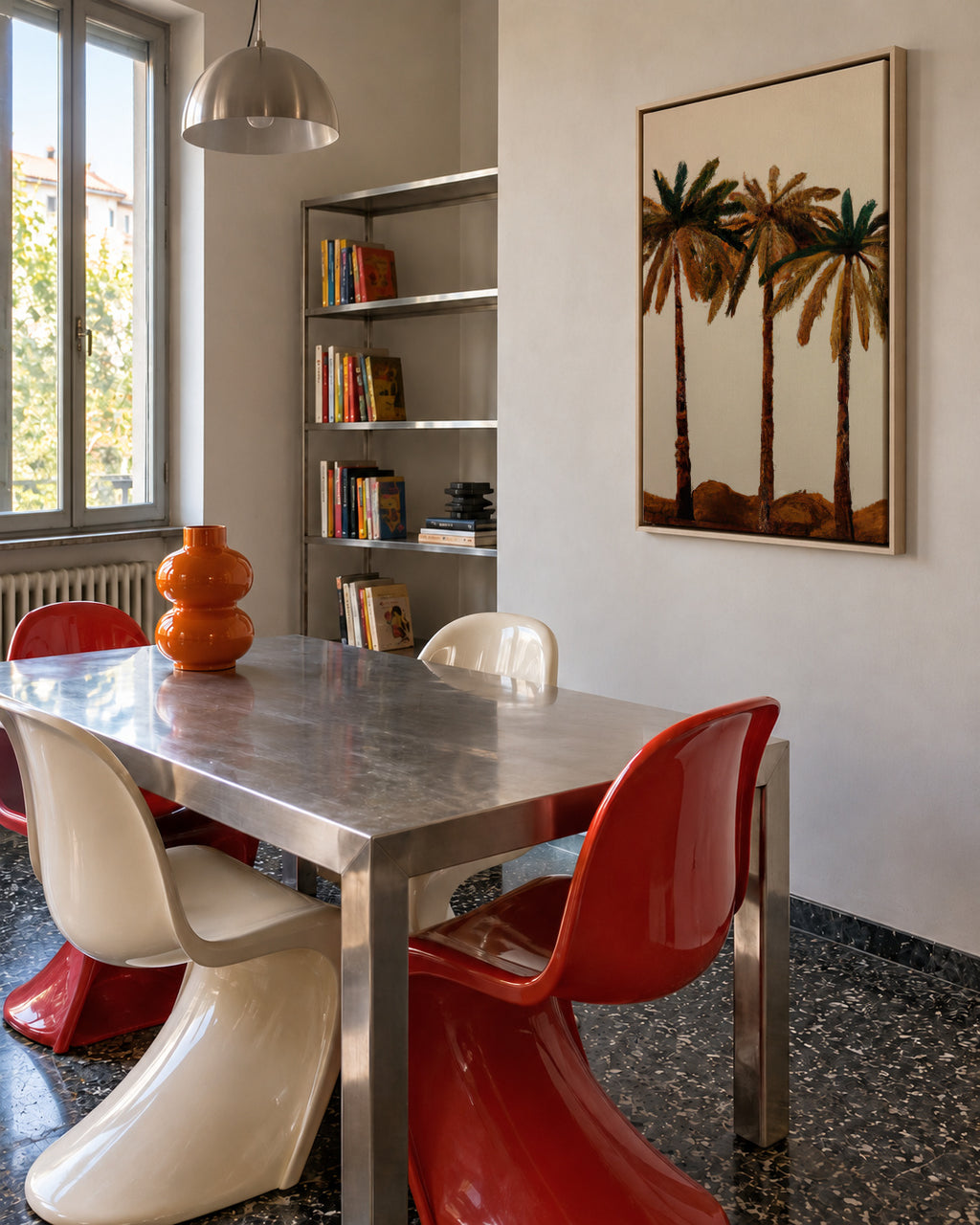Palm trio - Framed canvas in an interior