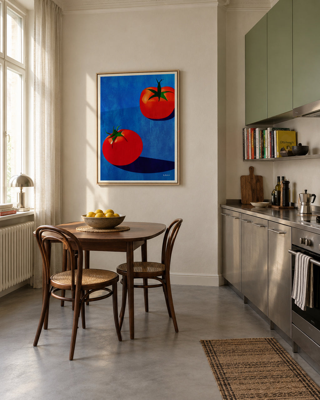 Deux Tomates - Framed canvas in an interior