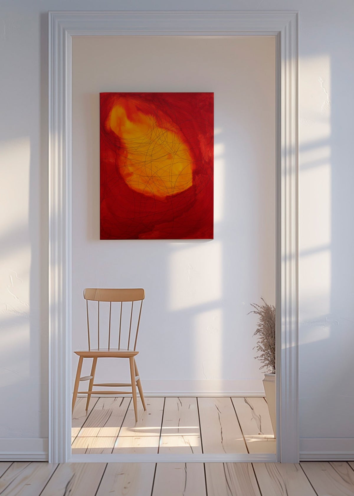 Cuadro abstracto en rojo y amarillo – Canvas
