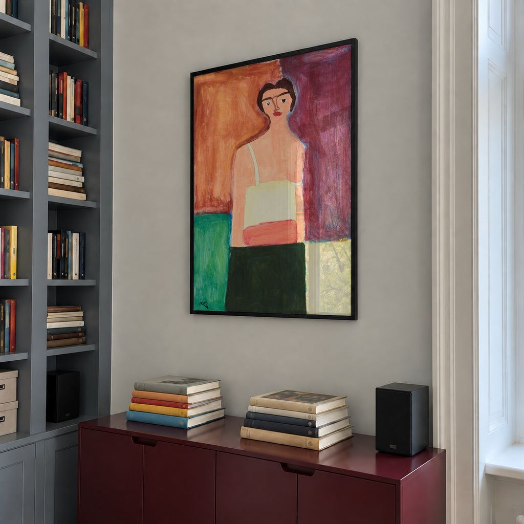 Bárbara, la mujer contenta - Jesús Llorente - Framed poster in an interior