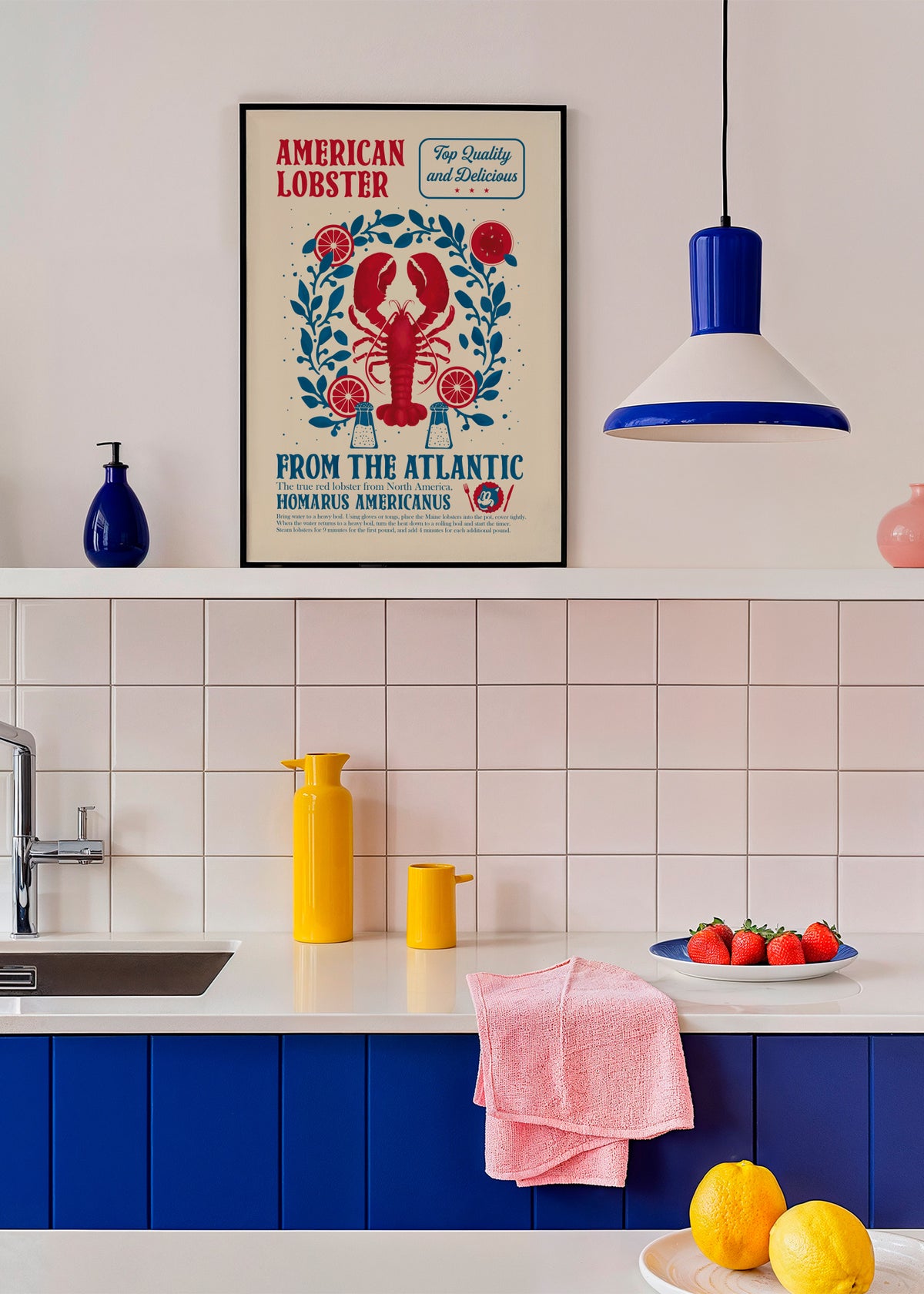 Lobster kitchen print - Framed poster in an interior