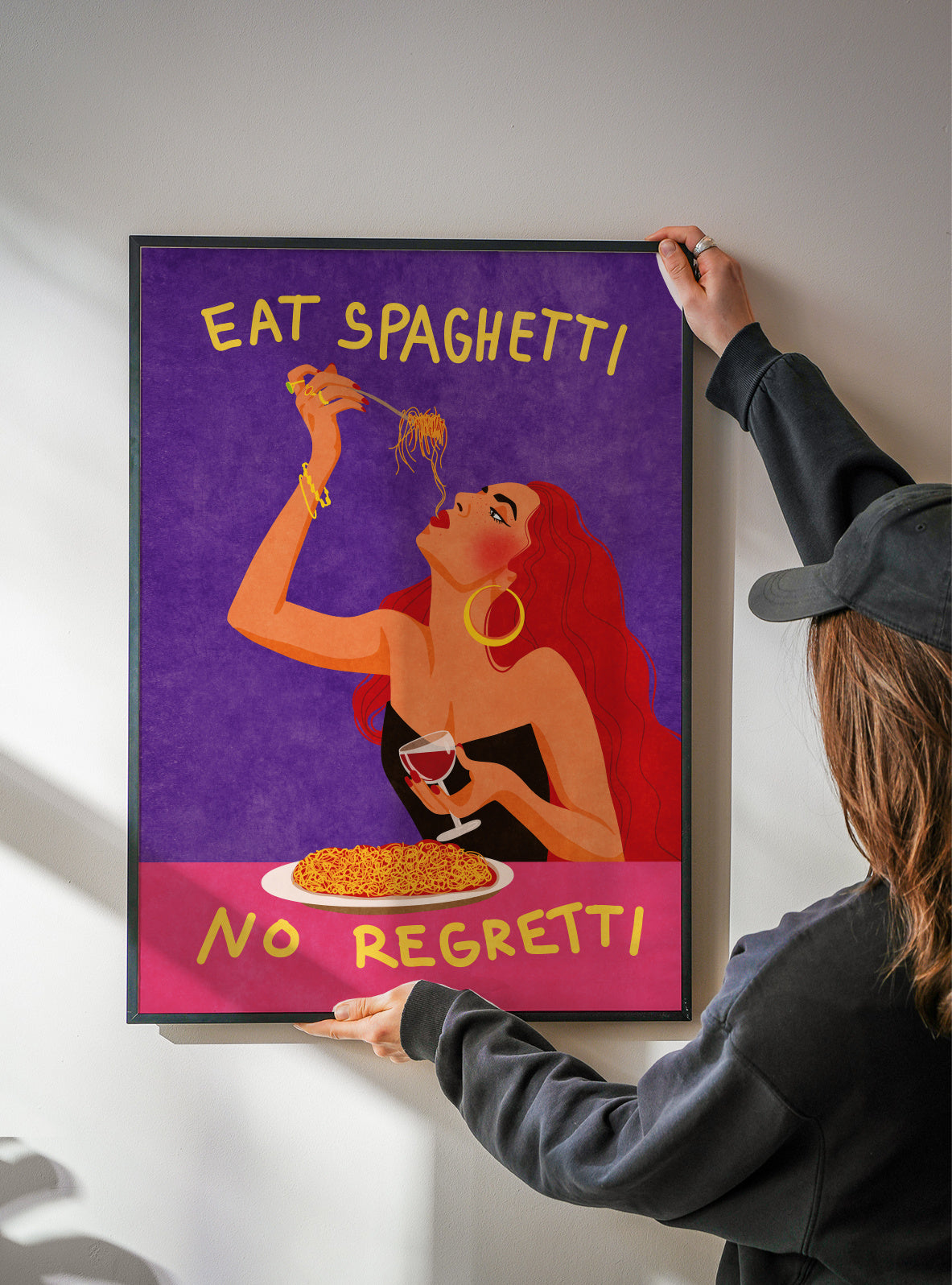 Eat spaghetti no regretti - Framed poster detail