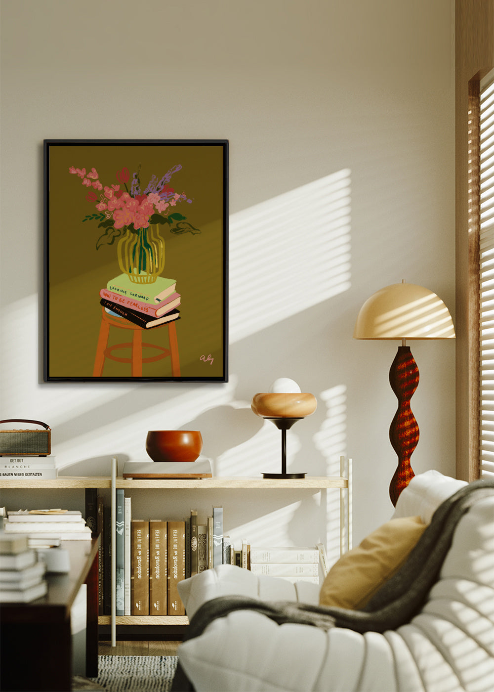 Floral Vase - Framed canvas in an interior