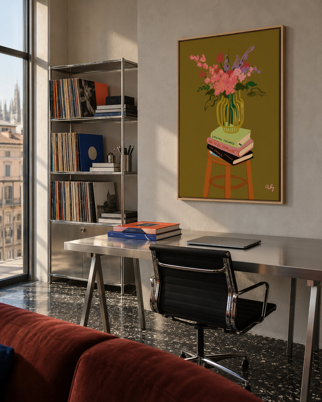 Floral Vase - Framed canvas in an interior