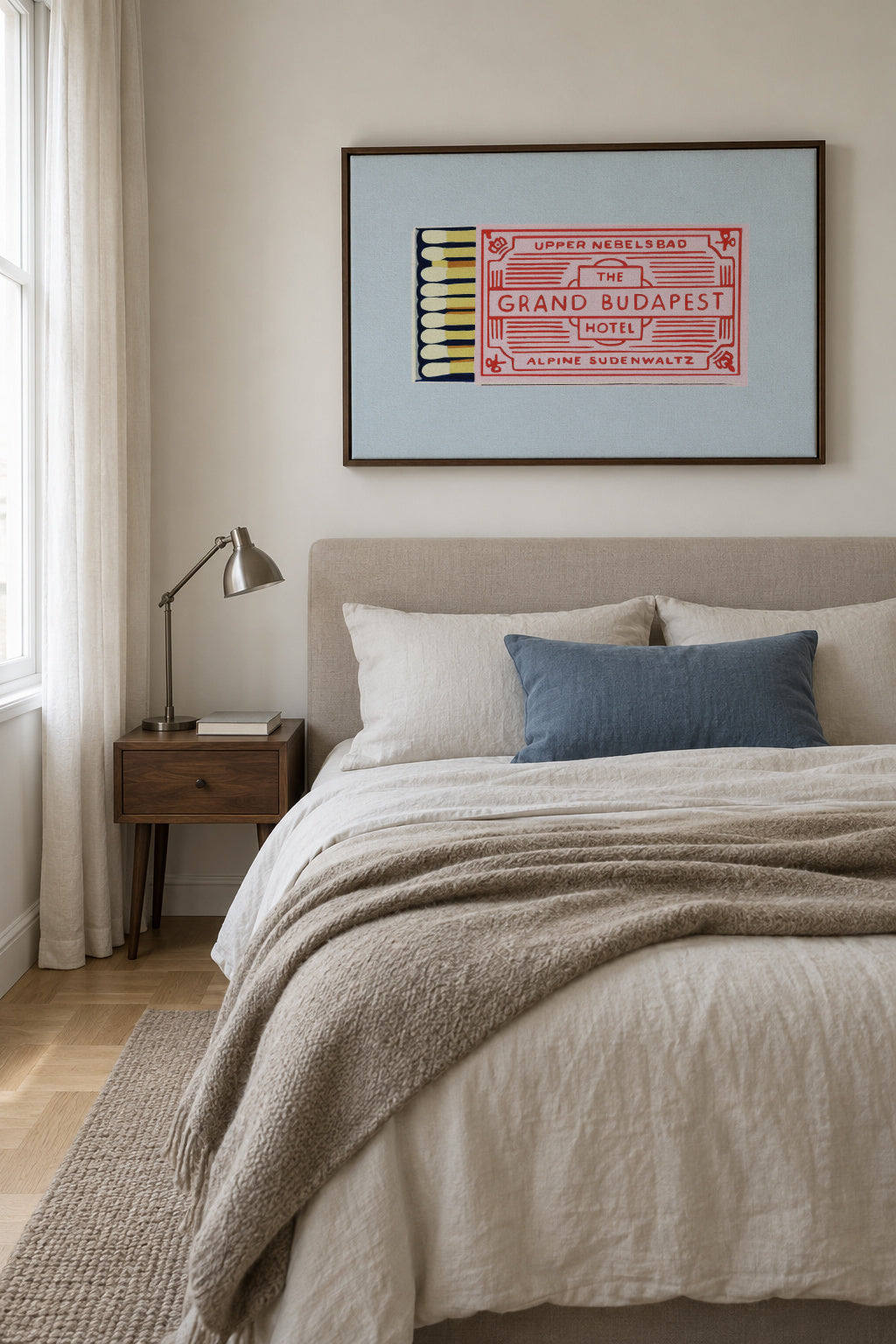 The Grand Budapest Hotel Poster - Framed canvas in an interior