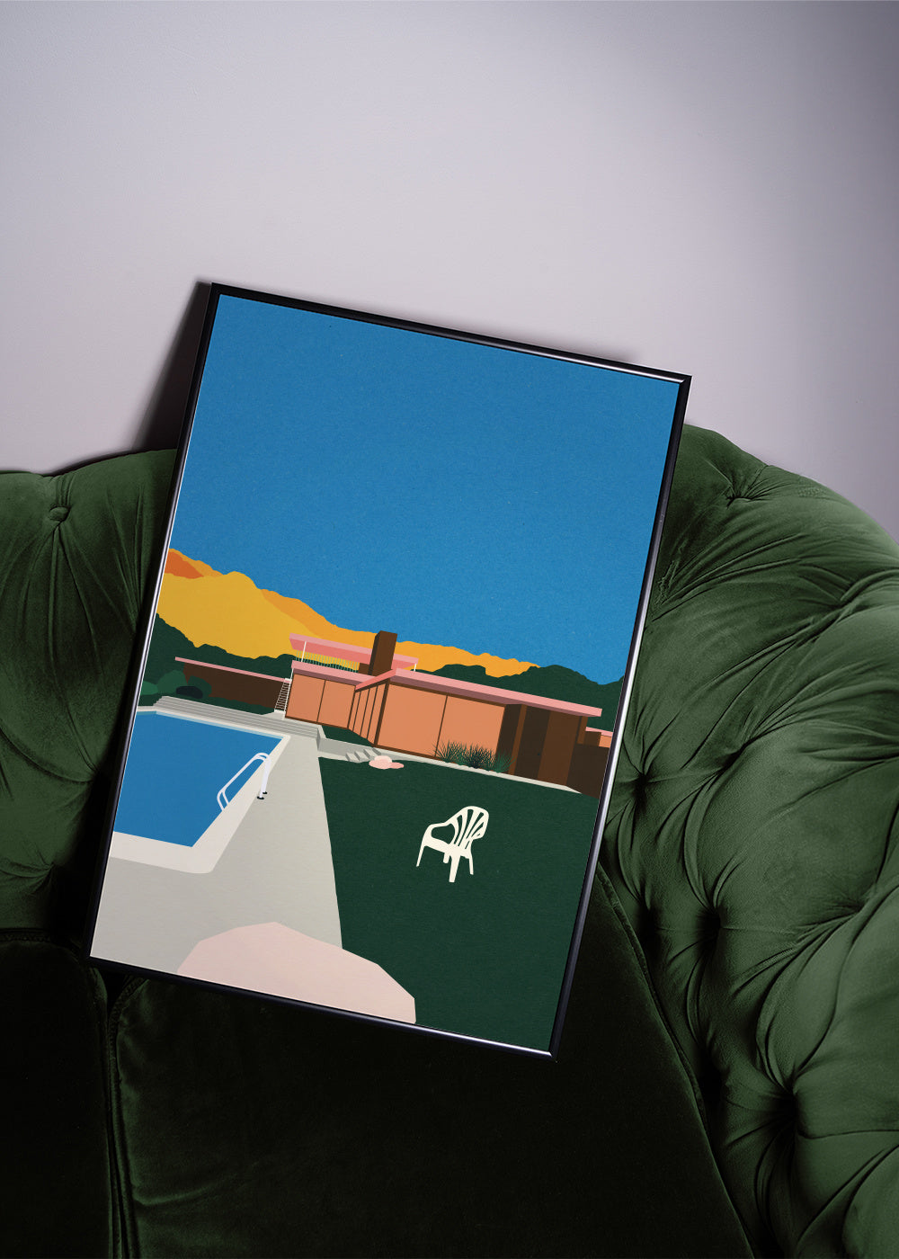 Kaufmann Desert House Poolside - Framed poster in an interior