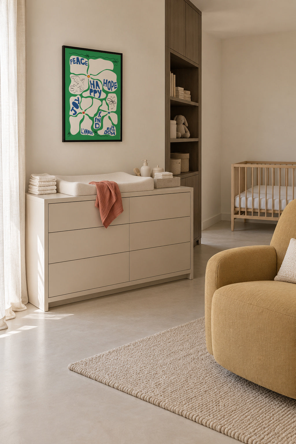 Flowers of the Tome - Green - Framed poster in an interior