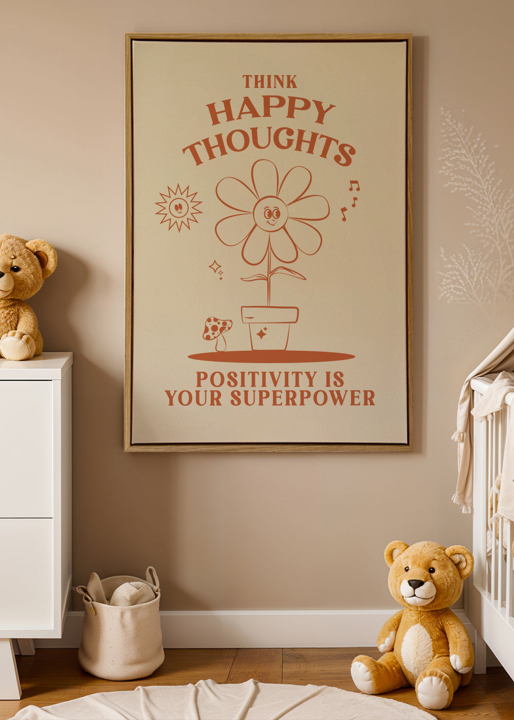 Happy Thoughts - Framed canvas in an interior