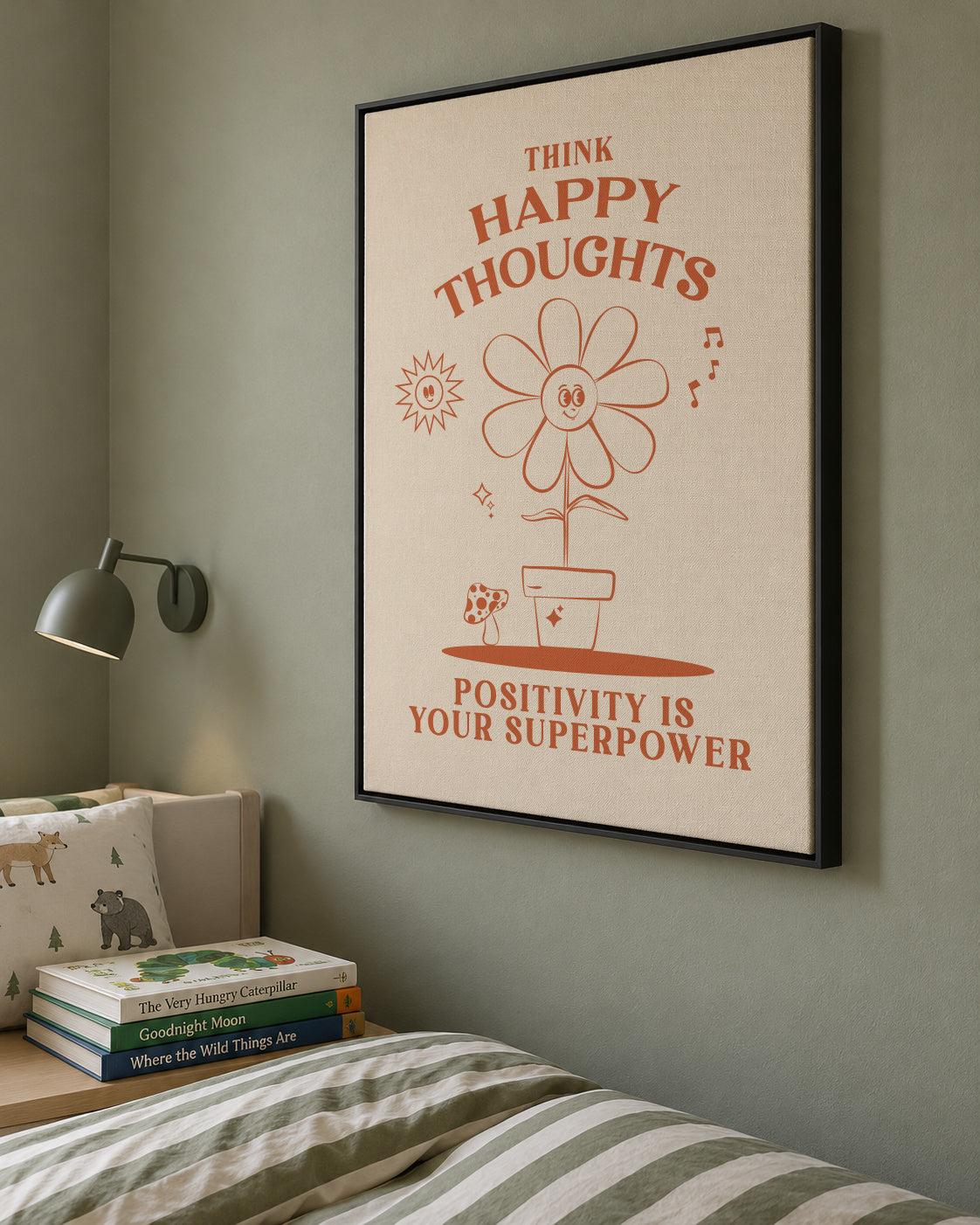 Happy Thoughts - Framed canvas in an interior