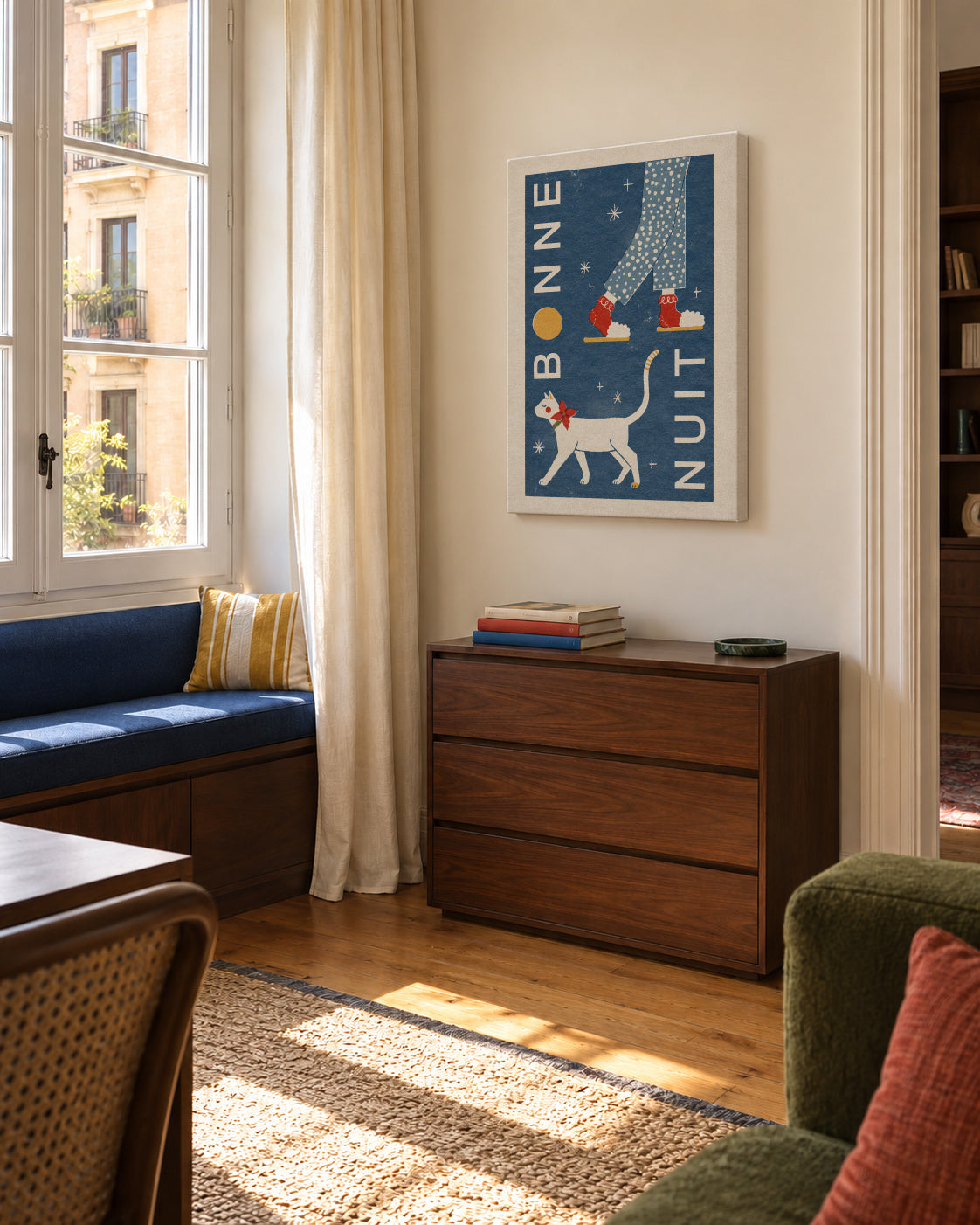 Bonne Nuit - Unframed canvas in an interior