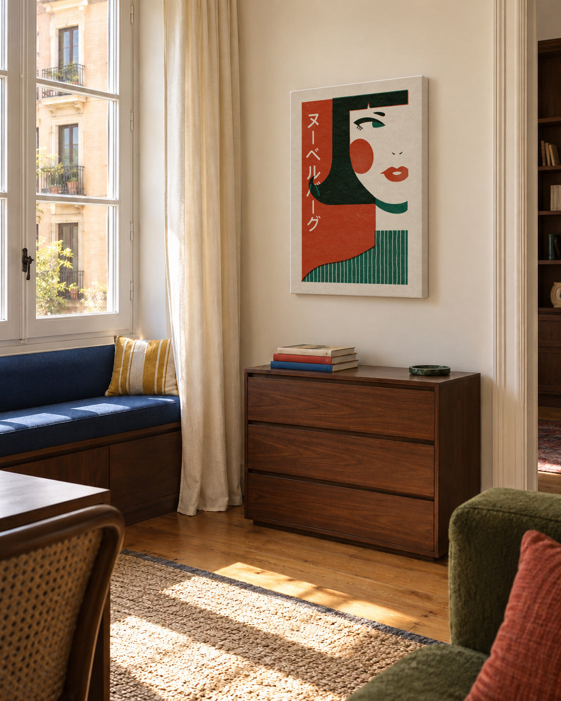 Japanese New Wave - Unframed canvas in an interior