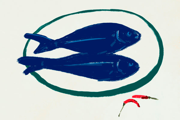 Blue fishes still life