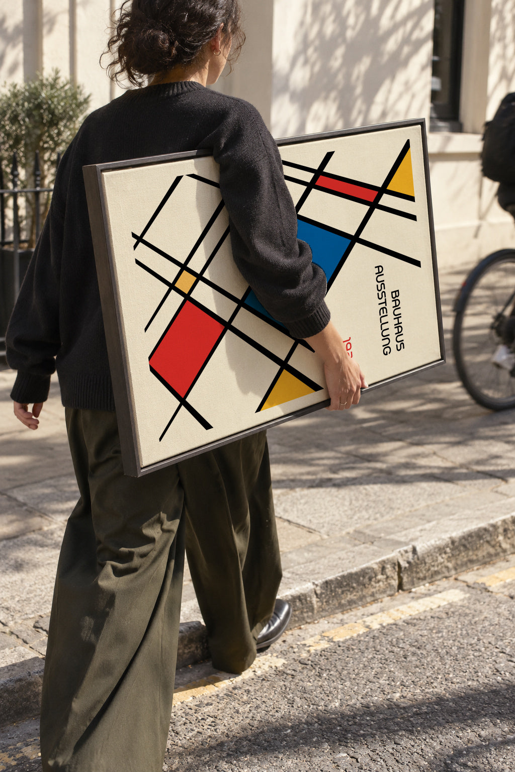 Bauhaus Geometric Design Retro - Framed canvas in an interior