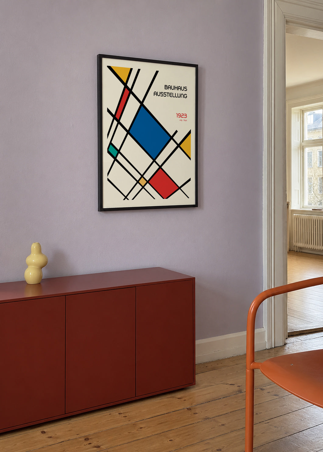Bauhaus Geometric Design Retro - Framed poster in an interior