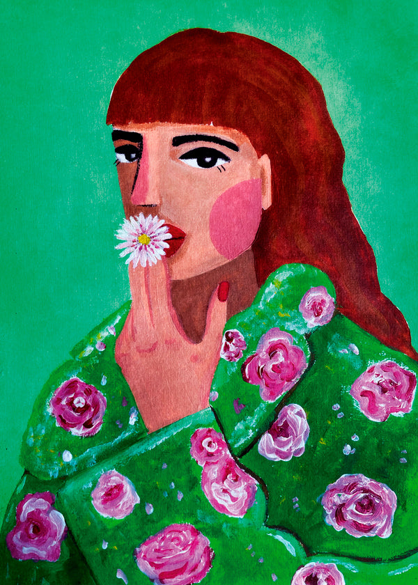 Woman Smoking a Flower