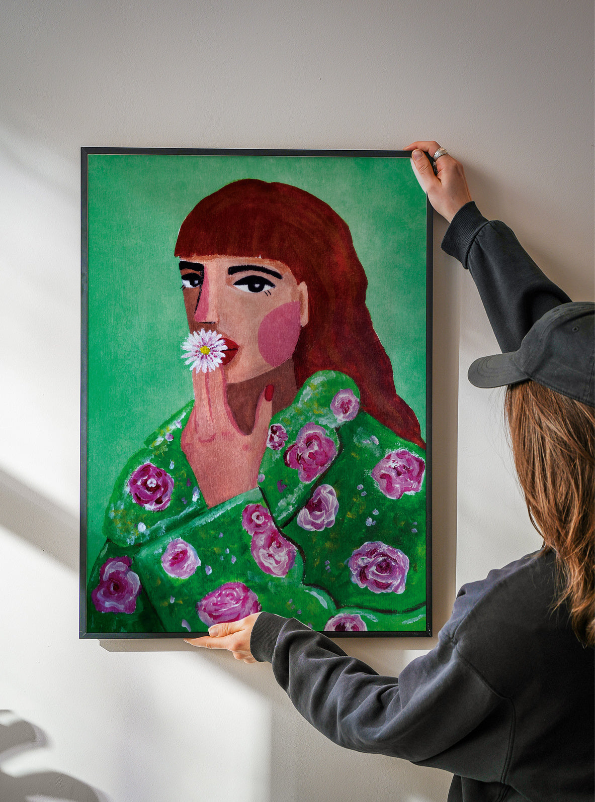 Woman Smoking a Flower - Framed poster detail