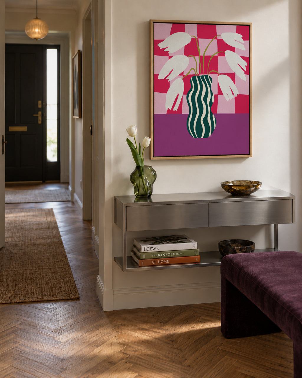 Blossoming Beauties - Framed canvas in an interior