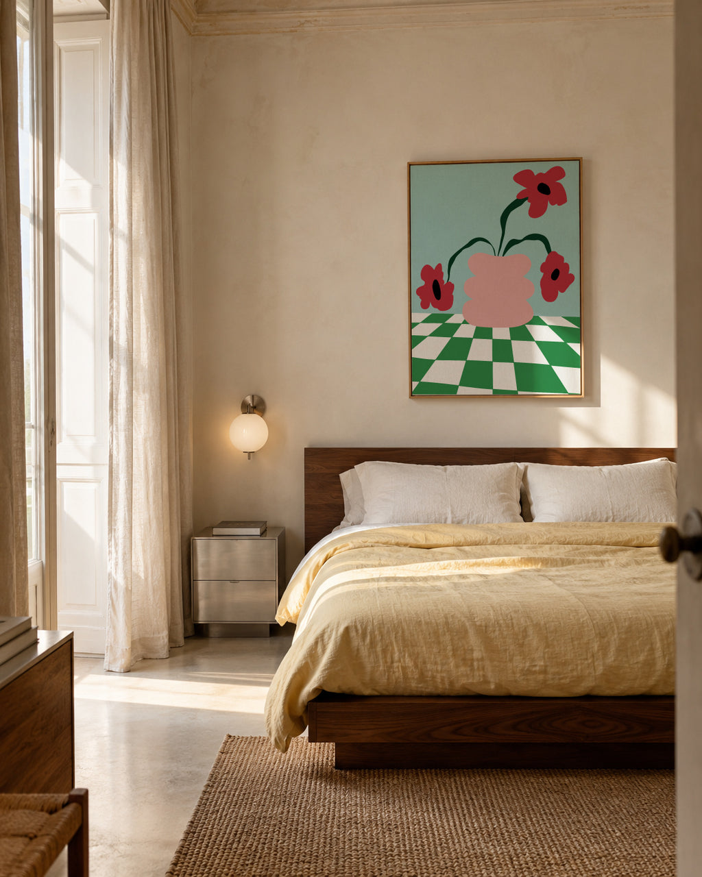 Bold Clay Florals - Framed canvas in an interior