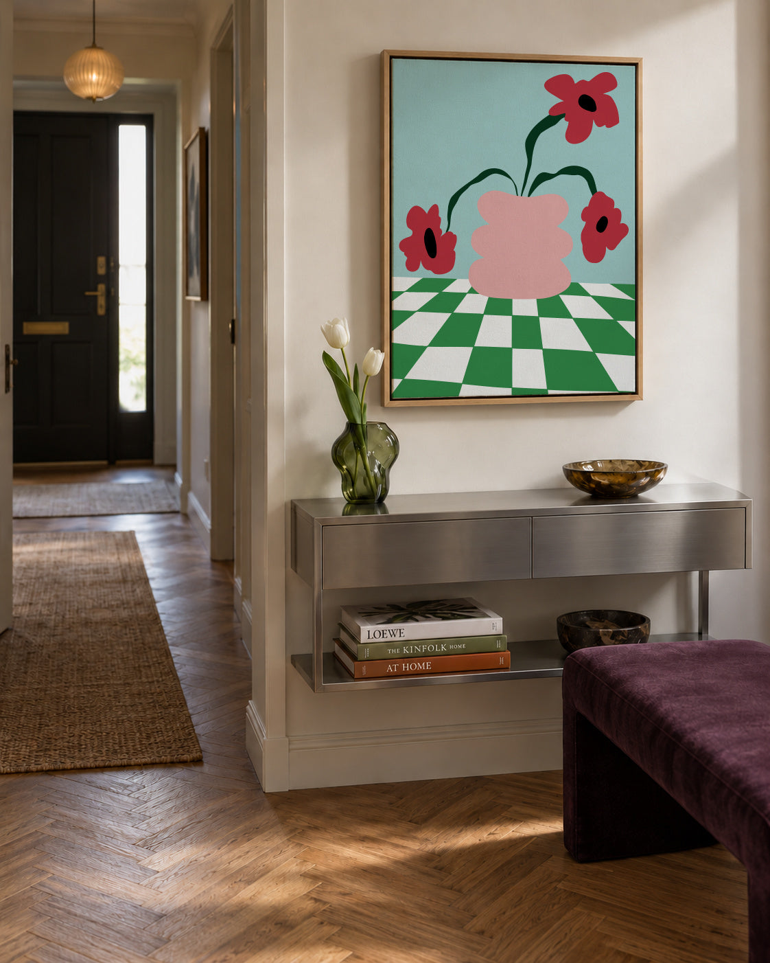Bold Clay Florals - Framed canvas in an interior