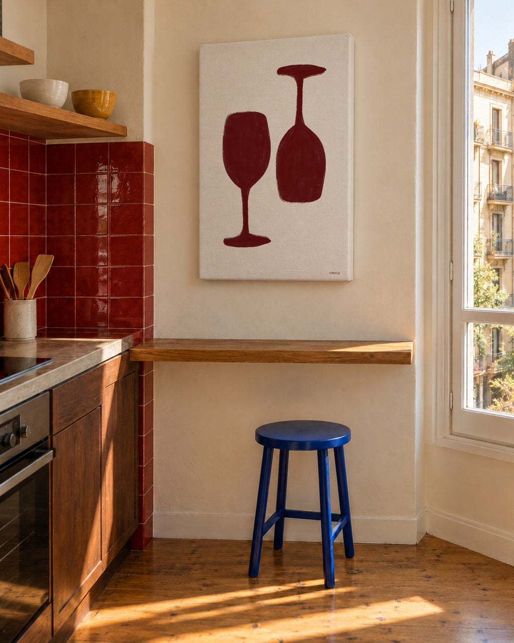Wine time - Unframed canvas in an interior