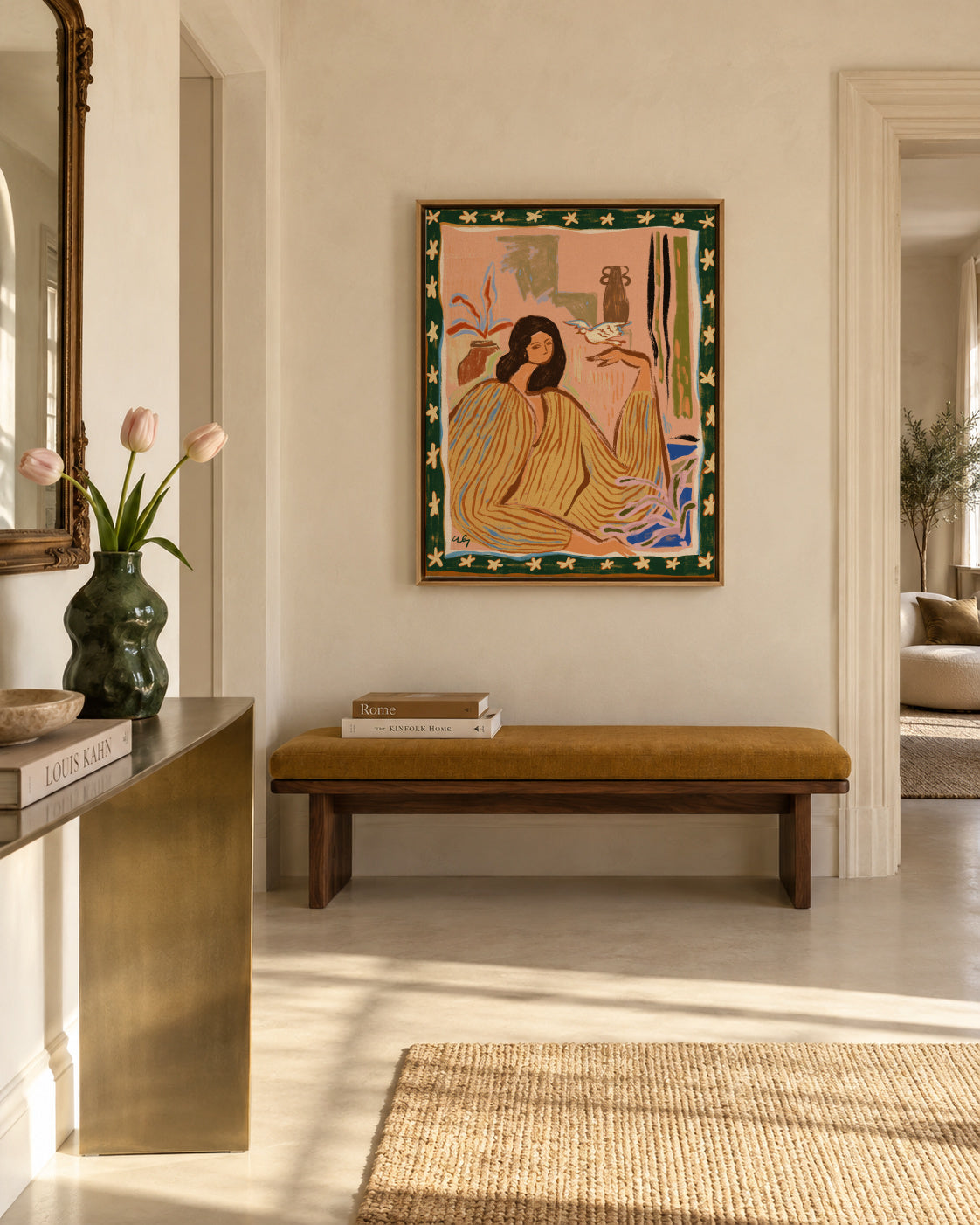 Hello Birdy - Framed canvas in an interior