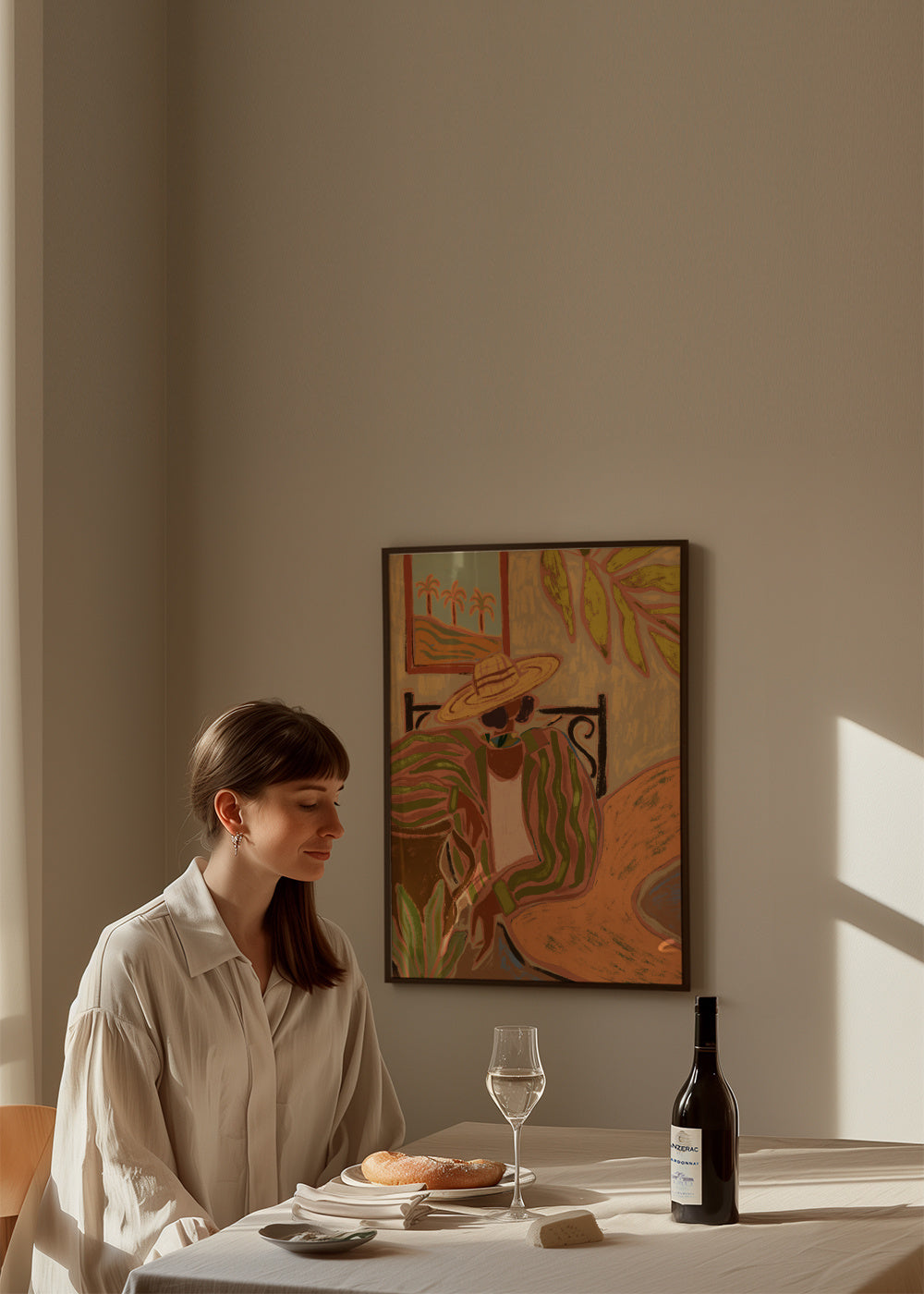 Lady in Stripe - Framed poster in an interior