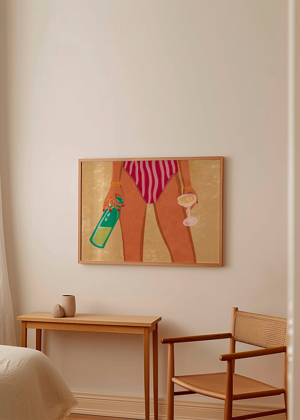 Girl with wine at the beach