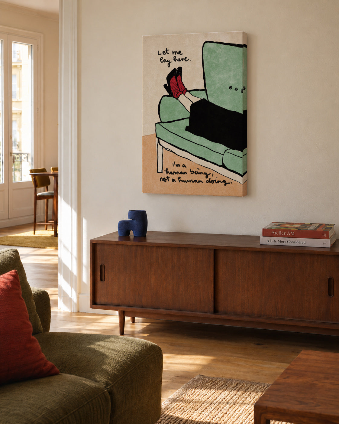 Let me lay here - Unframed canvas in an interior