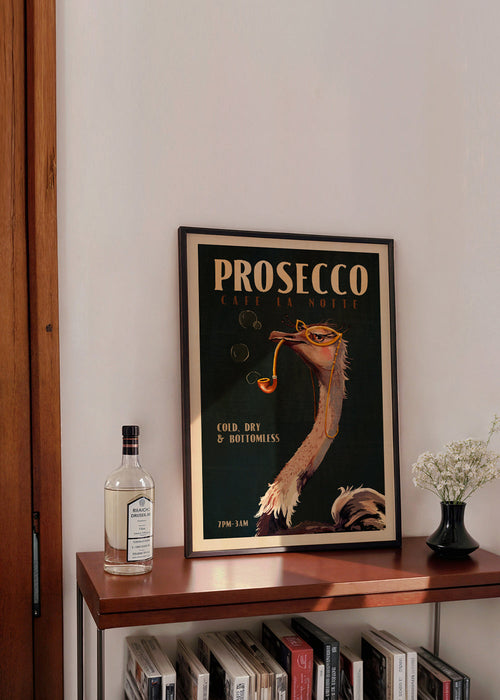Cute Art Deco Prosecco Poster Of An Ostrich