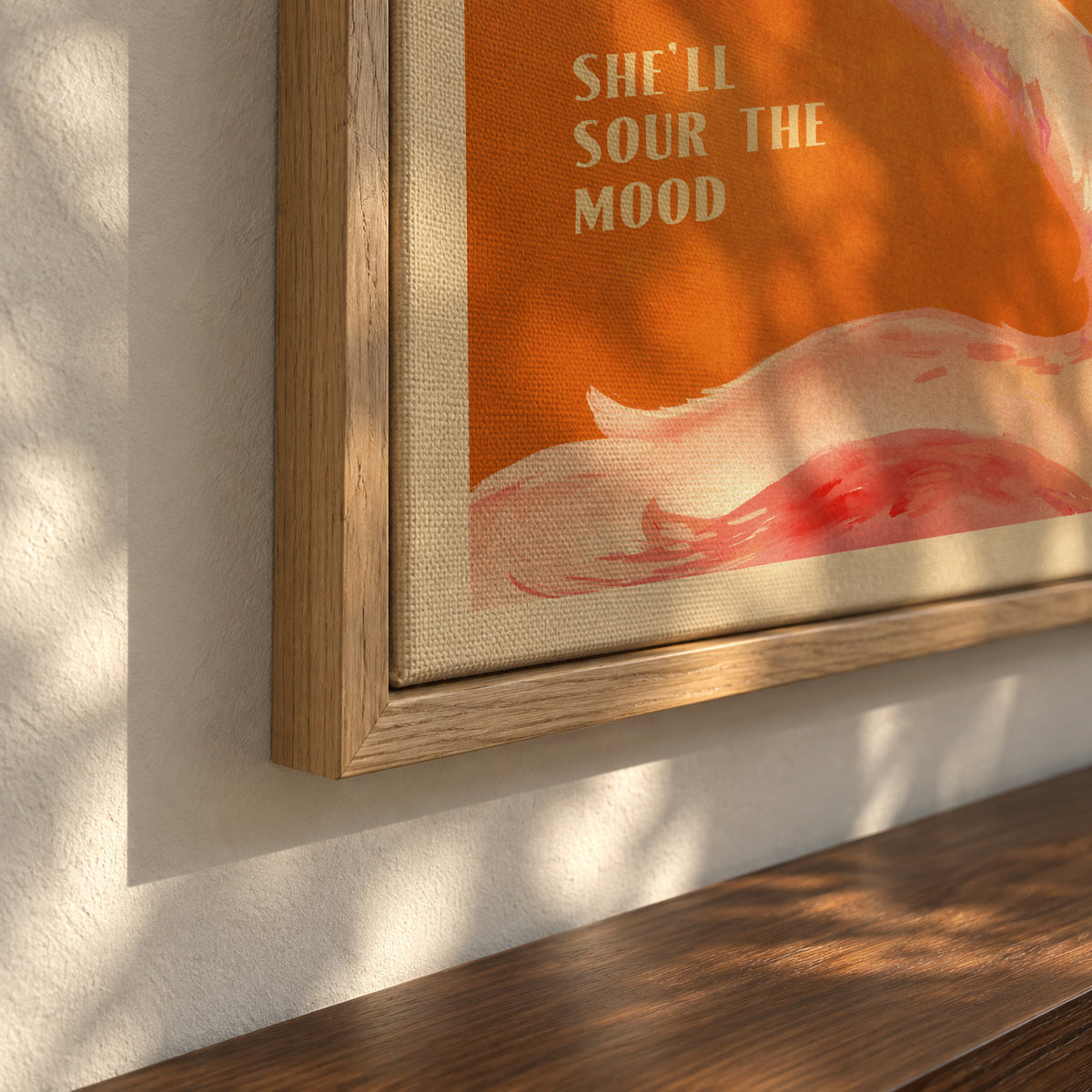 Amaretto Flamingo Art Deco Italian Cafe Travel Art - Framed canvas detail
