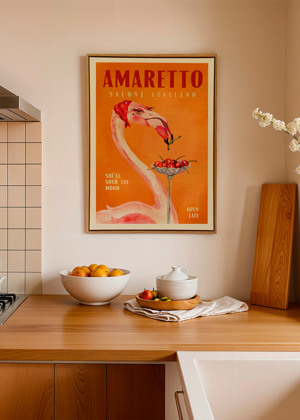 Amaretto Flamingo Art Deco Italian Cafe Travel Art