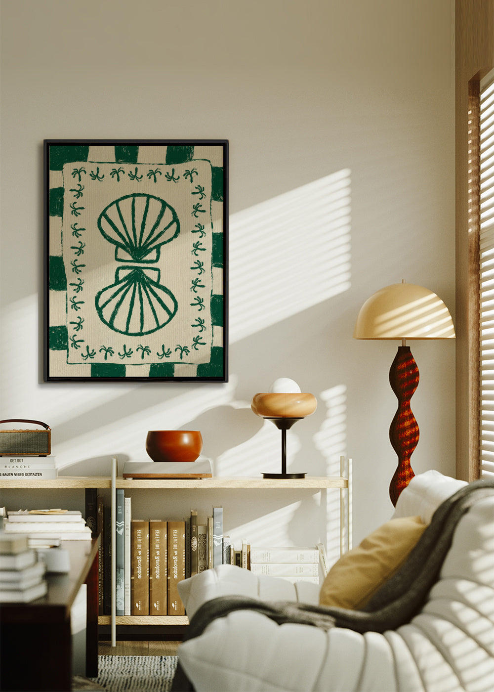 Seashell Symphony - Framed canvas in an interior