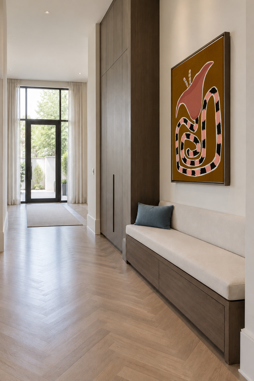 Delicate Bloom 7 - Framed canvas in an interior