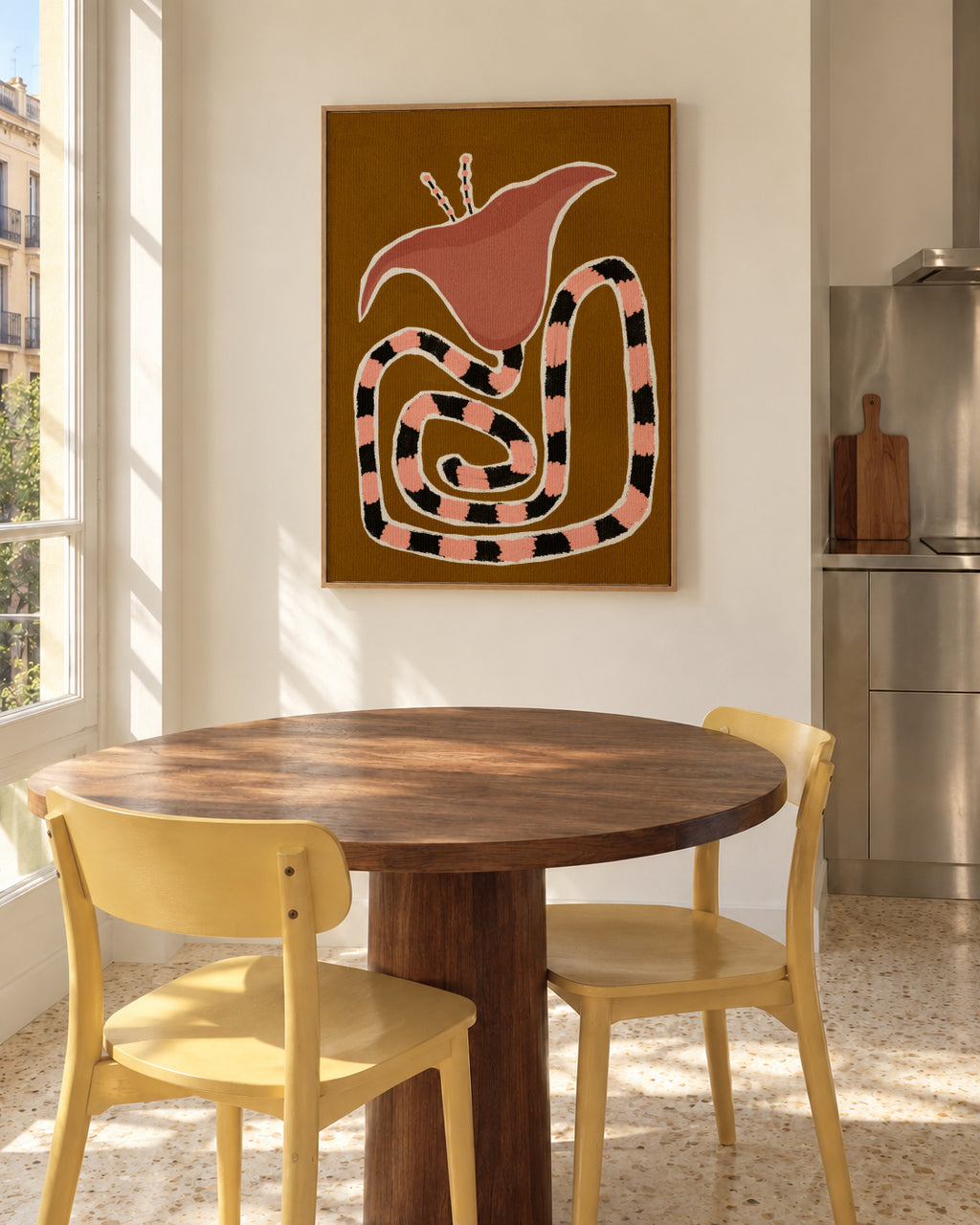 Delicate Bloom 7 - Framed canvas in an interior