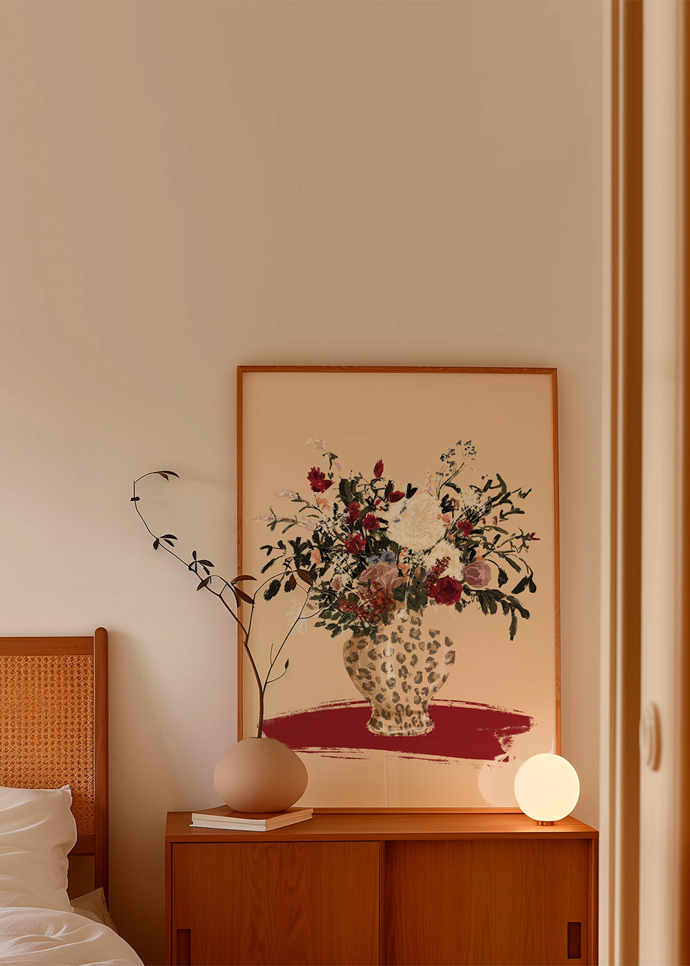 Flowers in a leopard vase