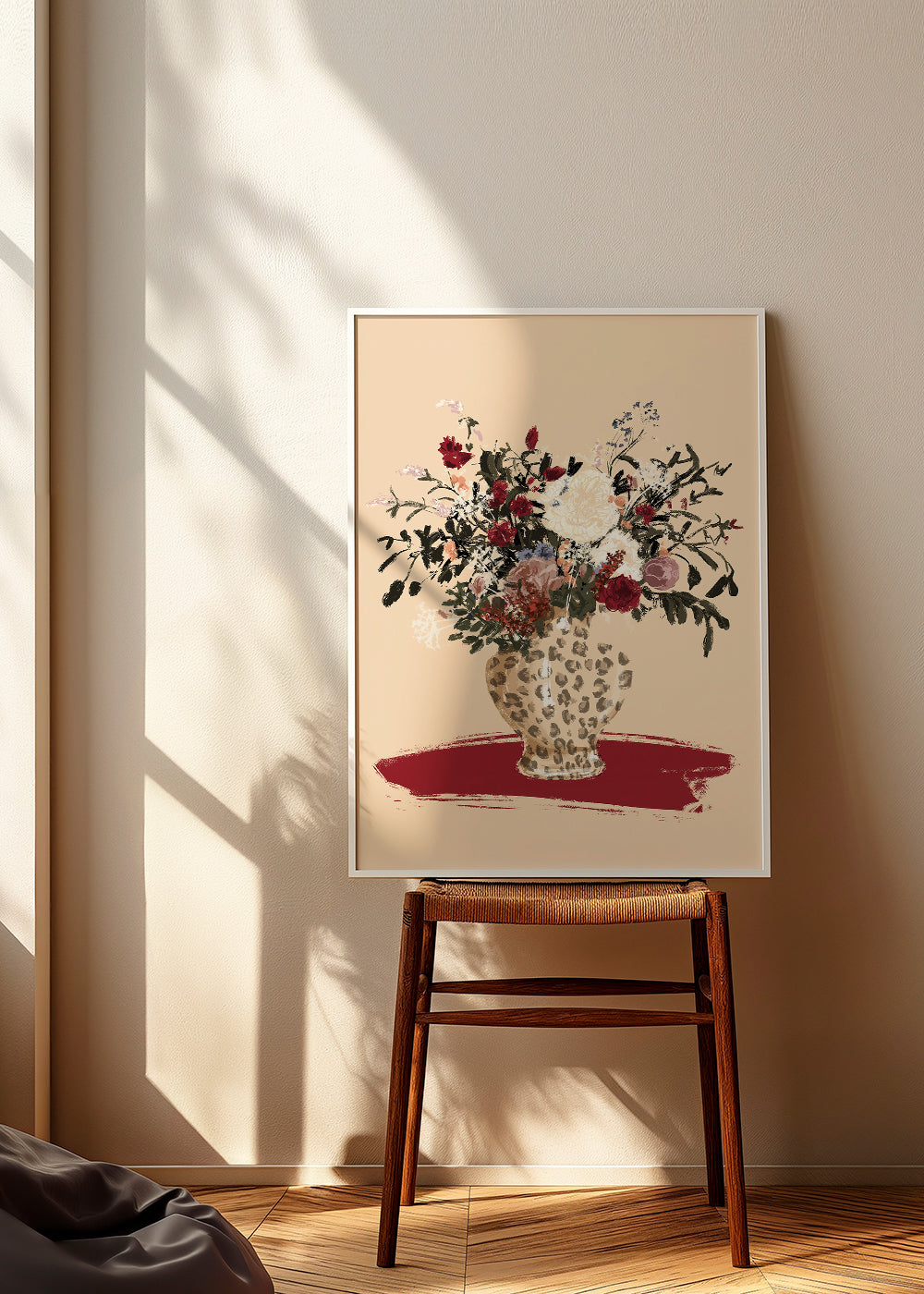 Flowers in a leopard vase
