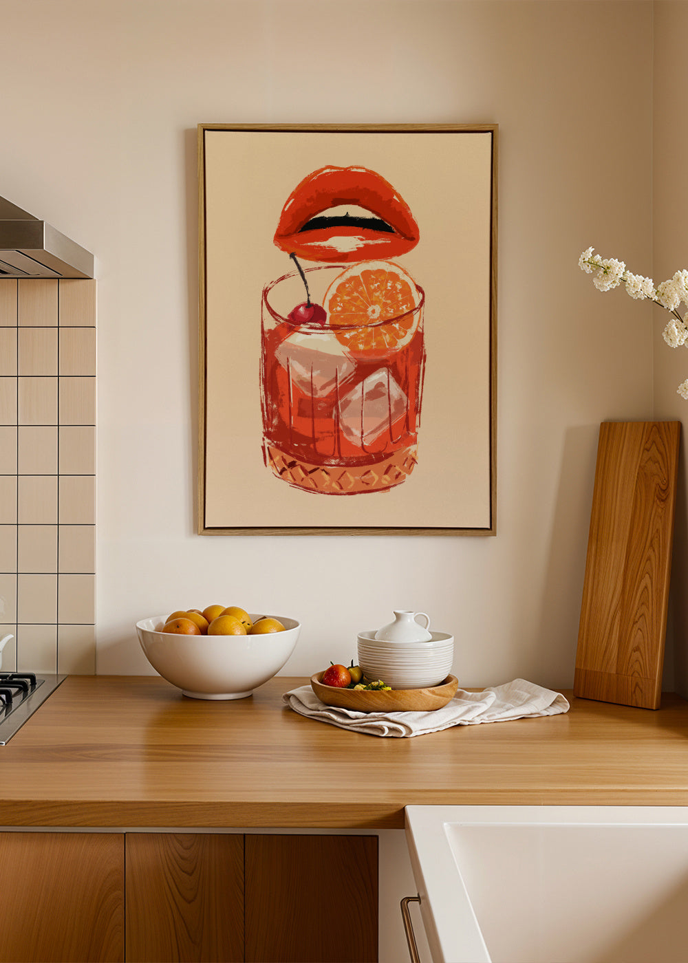 Old fashioned cocktail - Framed canvas in an interior
